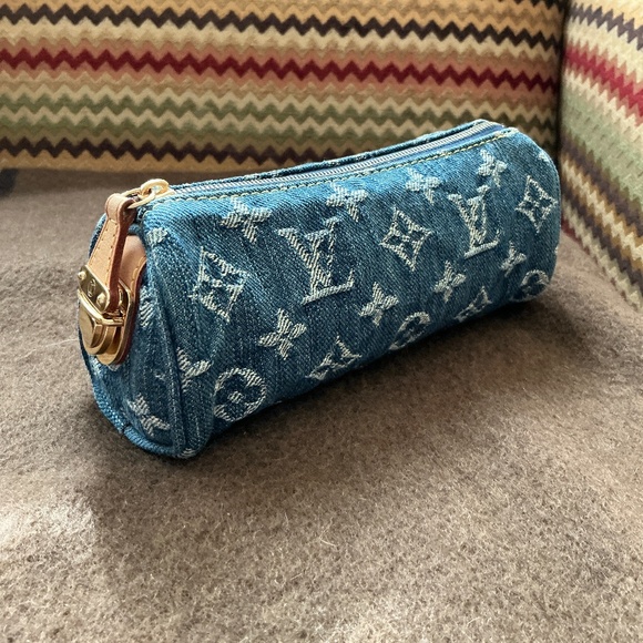 Louis Vuitton Monogram Denim Speedy GM Pochette Case (Cosmetic/Pen Case) RARE - Picture 1 of 12